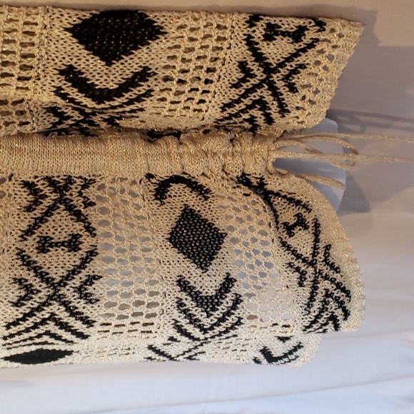 Ruby Rd. Cream, Black, and Gold Metallic Pointelle Knit Sweater - NWT - Picture 4 of 14